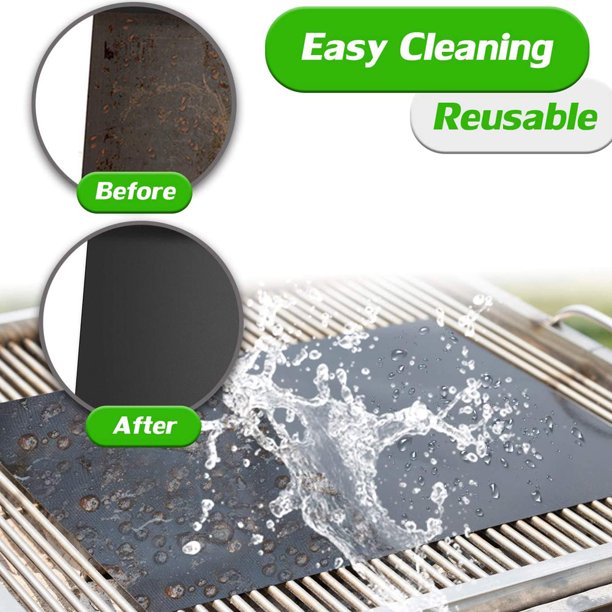 Musment Grill Mat Set of 2pcs-100% Non-Stick BBQ Grill Mats, Heavy Duty, Reusable, and Easy to Clean - Works on Electric Grill Gas Charcoal BBQ - 15.75 x 13-Inch, Black
