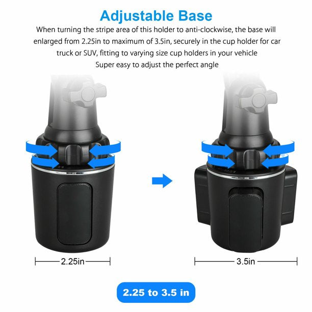 Musment Car Phone Holder Mount, Phone Mount for Car Universal 360 Adjustable Phone Holder , Car Cup Holder for All Smartphones