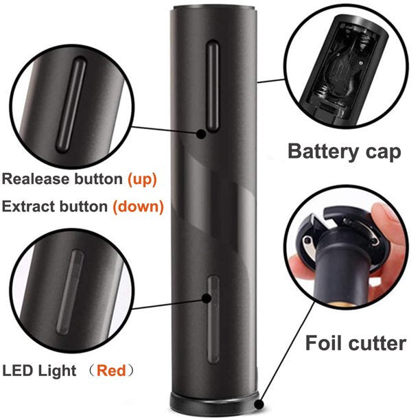 HKEEY Electric Wine Opener，Electric Automatic Bottle Corkscrew with Foil Cutter Base，Battery Operated Cordless Wine Opener