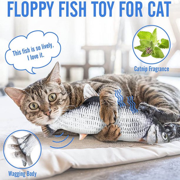 HKEEY Floppy Fish Cat Toy,Upgraded for Cat Toys for Indoor Cats,Interactive Cat Toys for Cat Exercise,Wiggle Fish Catnip Toys