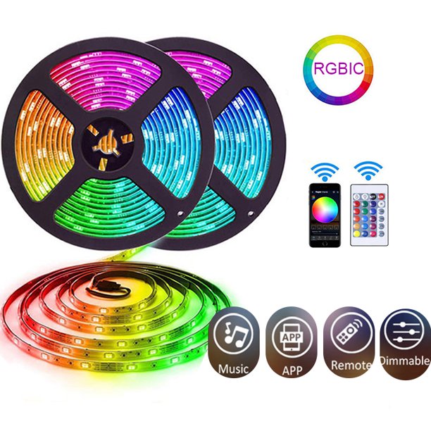 HKEEY LED Light Strip,16.4ft 5050 RGB LED Lights Strip with 44Key Remote Control,Color Changing Waterproof LED Rope Lights,20 Colors and DIY Mode Color Changing LED Tape Lights,LED Strip Lights for Bedroom