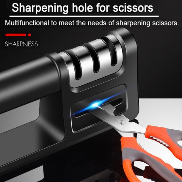 HKEEY Knife Sharpener, 4-in-1 Kitchen Knife and Scissor Sharpener , Kitchen Helper Sharpening Tool for Blunt Knives and Scissor Resharpening