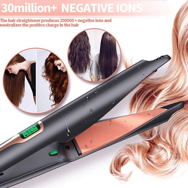 HKEEY Hair Straightener and Curler 2 in 1, Twist Straightening Curling Iron, Professional Negative Ion Flat Iron with Adjustable Temp for All Hair Types, Instant Heating